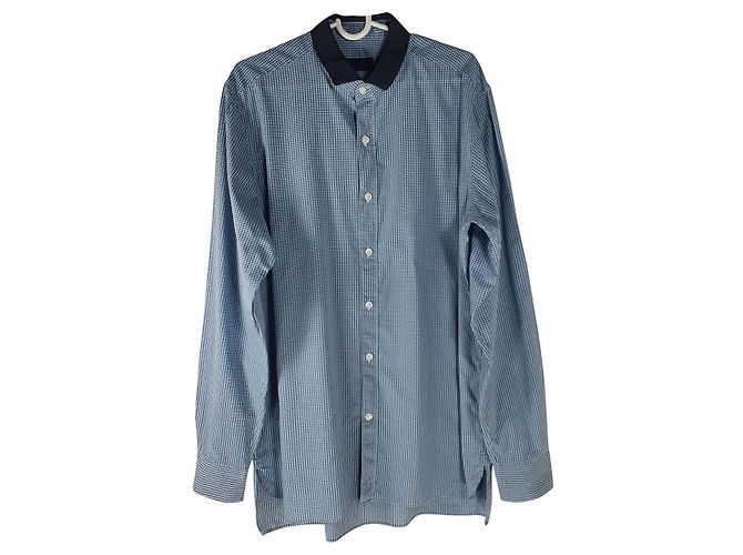 Lanvin Hemd aus blauer Gingham Baumwolle