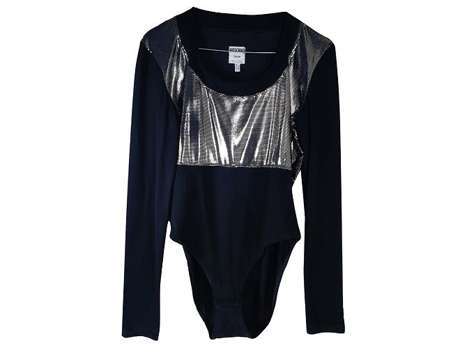 Top Moschino Jeans Nero Argentato Argento