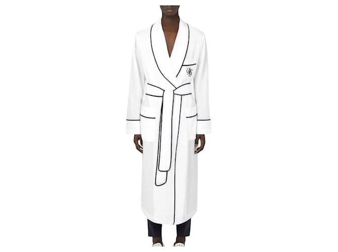 Dolce & Gabbana linen bathrobe with DG embroidery White  ref.470364