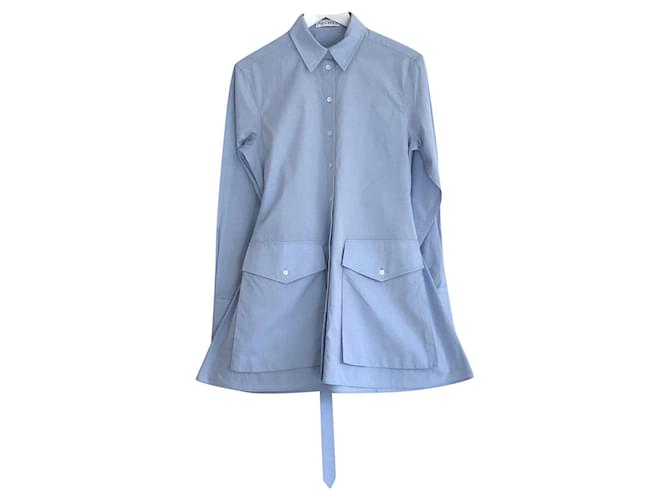 JW Anderson J.W. Anderson Vestido camisa oversized com bolso com aba Azul Algodão  ref.470368