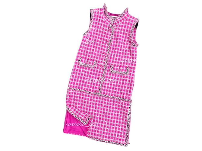 Chanel 8,7K$ Iconic Tweed Dress Pink  ref.470498