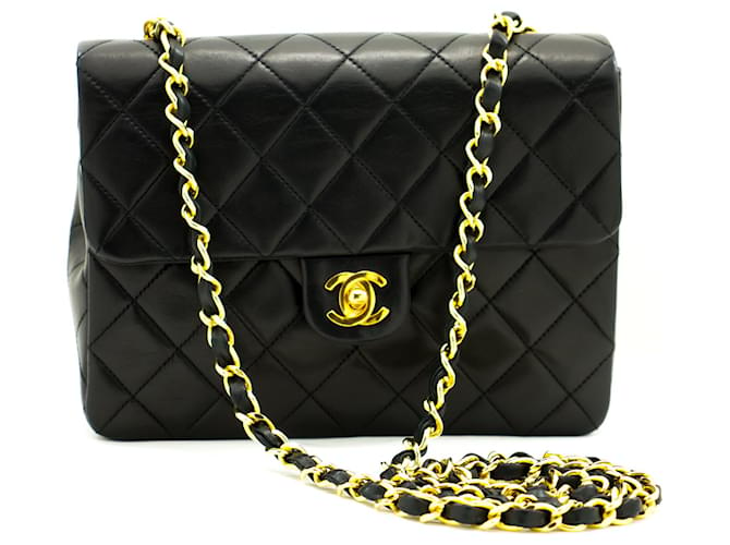 CHANEL Mini Square Small Chain Shoulder Bag Crossbody Black Purse