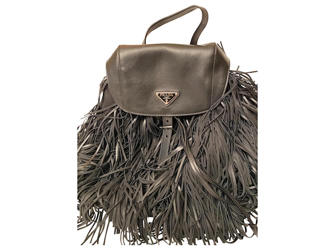 Prada Handbags Black Leather  ref.470545