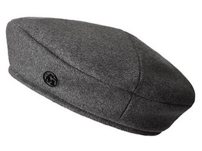MAISON MICHEL Novo chapéu de boina de caxemira reversível T.U Marrom Cinza antracite Casimira  ref.470644