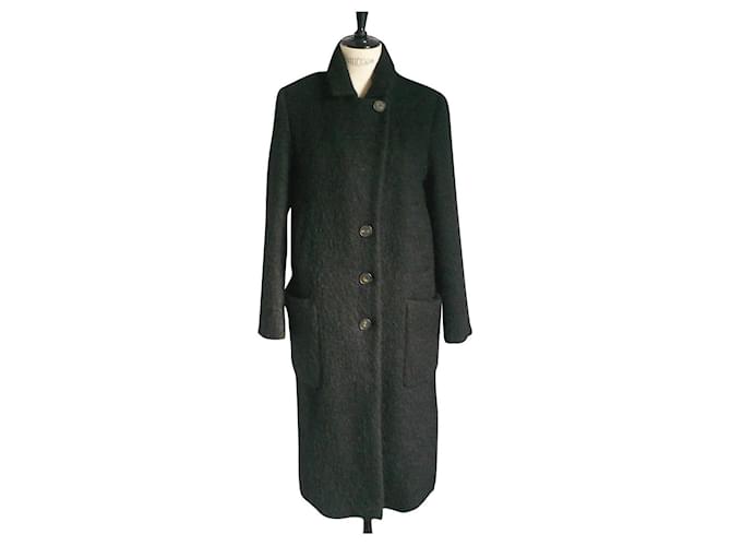 Autre Marque MOMONI Long black coat Alpaca T40 IT Wool  ref.470685