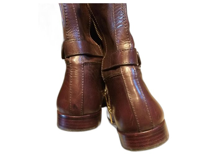 Bottes de cavalière Tory Burch en cuir chocolat