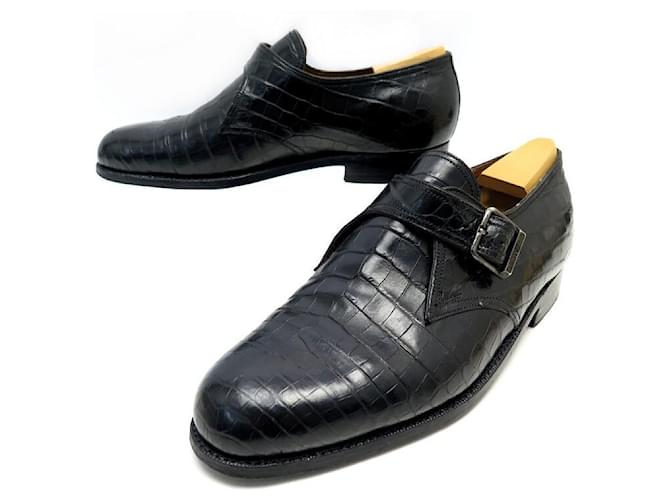 JM WESTON LOAFERS WITH BUCKLE 7.5D 41.5 42 Black crocodile leather Exotic leather  ref.470759
