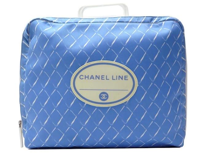 NEW CHANEL LINE AIR HAND TRAVEL BAG 2016 COLLECTOR BLUE CANVAS TRAVEL BAG Cloth  ref.470836