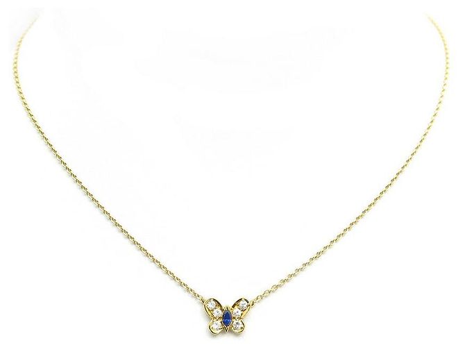 Collier Fantaisie Papillon Bleu Turquoise - Pendentif En Métal - Neuf Sans Emballage