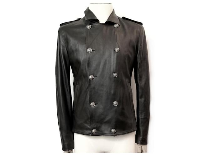 Double Breasted Leather Jacket Mens