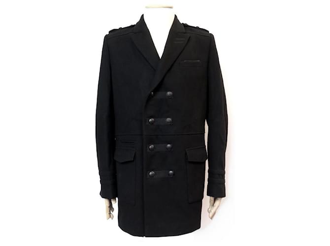 NUOVO CAPPOTTO LUNGO THE KOOPLES HPL105 48 CAPPOTTO GIACCA IN LANA NERA M LAINE NOIR Nero  ref.470957