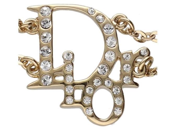 Christian Dior [Usado] Dior / C.Dior logo crystal strass pulsera oro mujer accesorios Dorado Oro amarillo  ref.471073