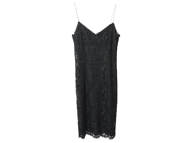 Vestido midi de renda Dolce & Gabbana em algodão preto  ref.471314