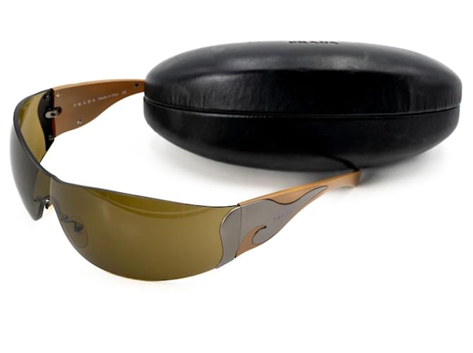 Prada sunglasses with bronze & silver wide arms Metallic