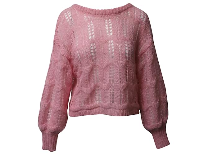 Autre Marque Top in maglia a trecce Love Shack Fancy Vyoma in lana di alpaca rosa  ref.471319