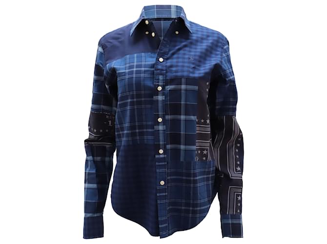 Camisa Ralph Lauren de patchwork de algodón con estampado azul Azul marino  ref.471343