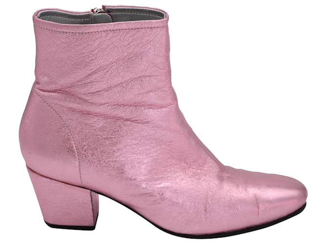Autre Marque Alexachung Metallic Beatnik Ankle Boots in Pink Leather  ref.471361