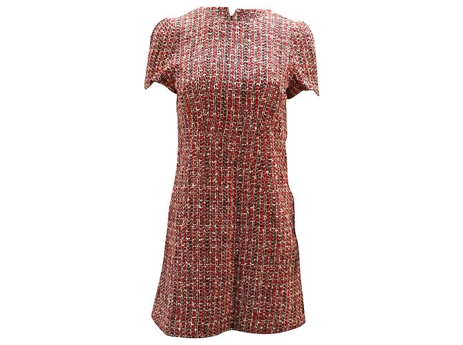 Alexander McQueen Tweed Etuikleid aus roter Baumwolle