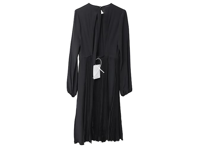 Rochas Pleated Open Back Midi Dress in Black Silk  ref.471364