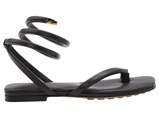 Bottega Veneta Spiral Flat Sandals in Brown Nappa Leather  ref.471368