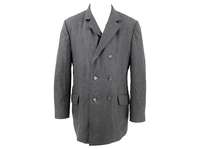 Mantel von Brunello Cucinelli aus grauem Kaschmir Wolle  ref.471385