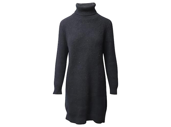 Michael Michael Kors Ribbed-Knit Turtleneck Mini Dress in Black Nylon  ref.471387