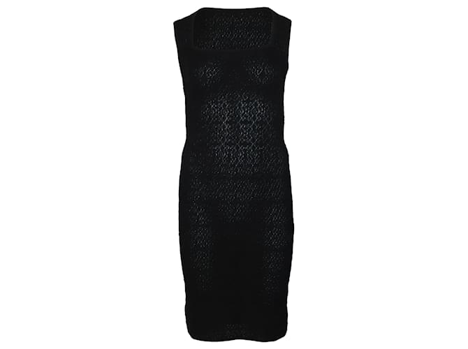 Alaïa Square Neck Bodycon Dress in Black Cotton  ref.471394