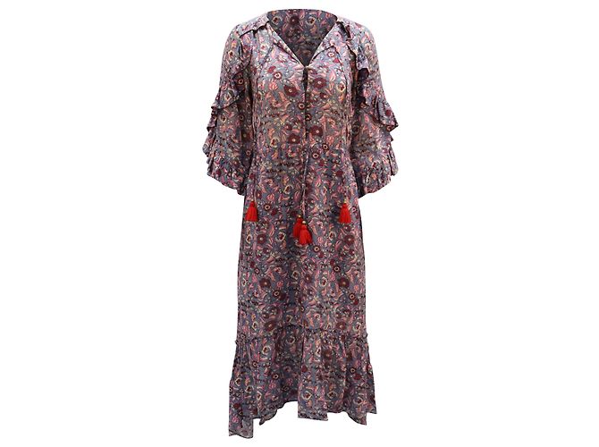Autre Marque Robe Boho Imprimée Figue en Viscose Multicolore Imprimé python