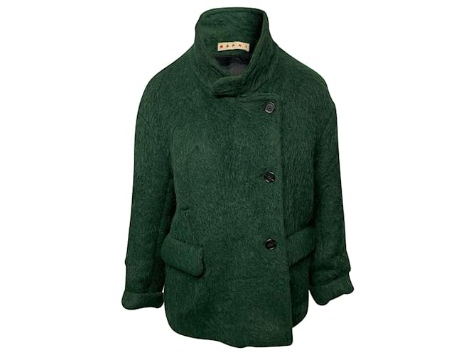 Marni Jacke mit Pattentaschen aus grüner Wolle  ref.471411