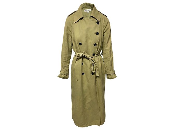 Robert Rodriguez Trenchcoat mit gefütterter Brust und Bindegürtel aus brauner Baumwolle