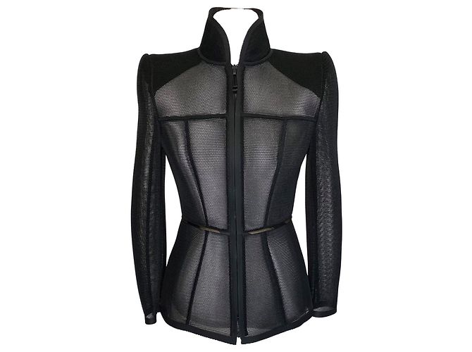 Zucca Fendi micro-mesh jacket in black structured net