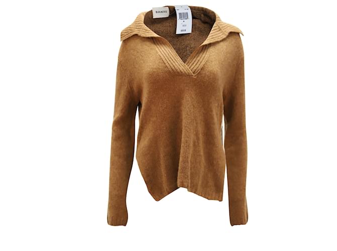 Khaite Cass High-Low Collared Sweater 