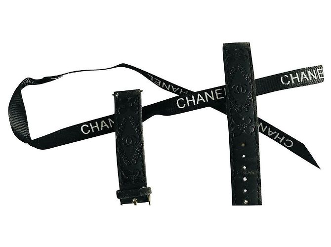 Chanel CC-Lederarmband Schwarz Silber Hardware 