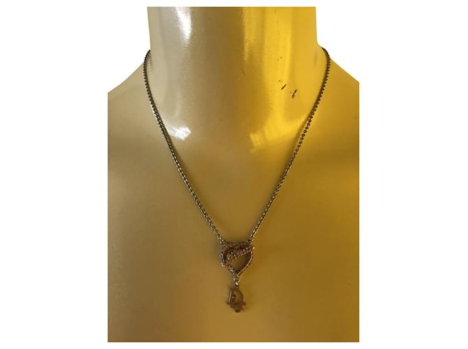 Collana con ciondolo cuore in pietra colorata Christian Dior Multicolore Metallo  ref.472109