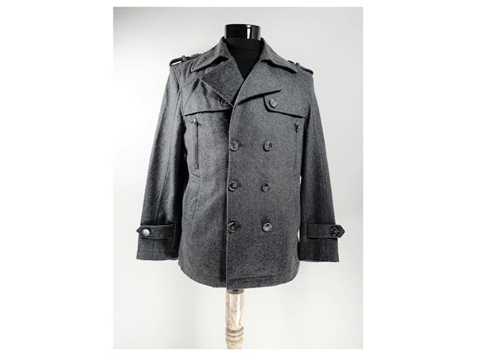 Hermès Men Coats Outerwear Grey Wool  ref.472126