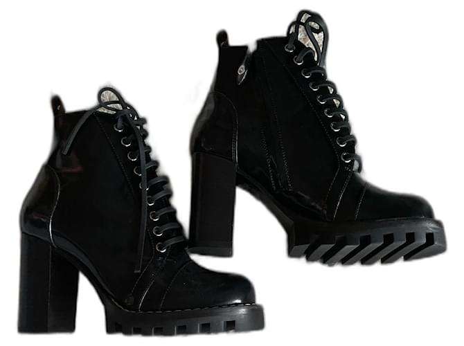 Louis Vuitton Black Patent Star Trail Heeled Ankle Booties