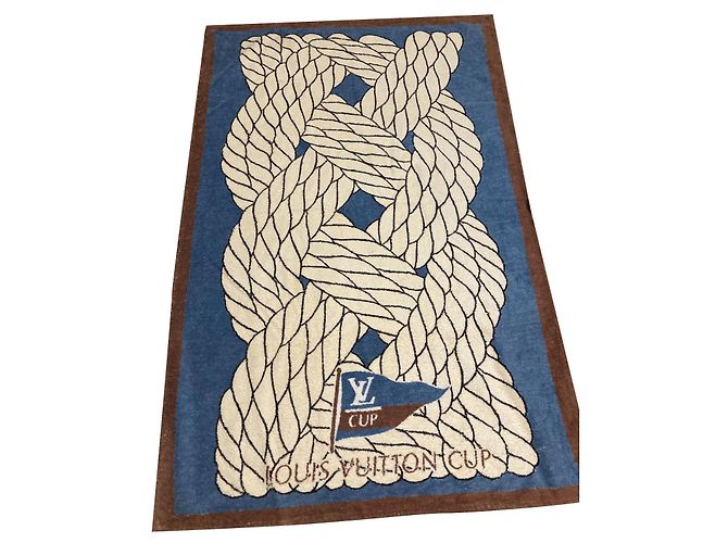 Toalla de baño de copa Louis Vuitton sublime y rara Castaño Azul Beige