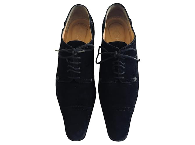 Chanel Lace-up Suede Shoes Black  ref.472927
