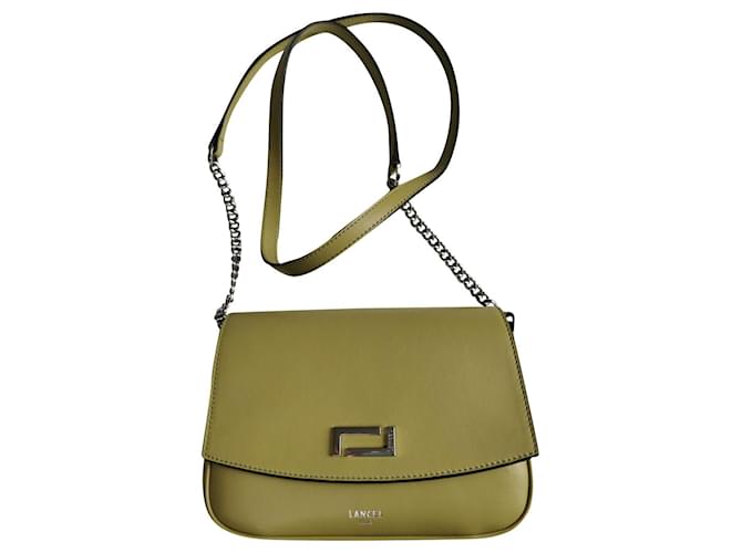 Lancel Handbags Green Olive green Leather  ref.472980