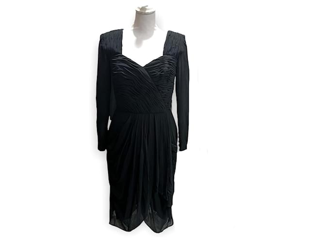 Jean Louis Scherrer Dresses Black Silk  ref.472997
