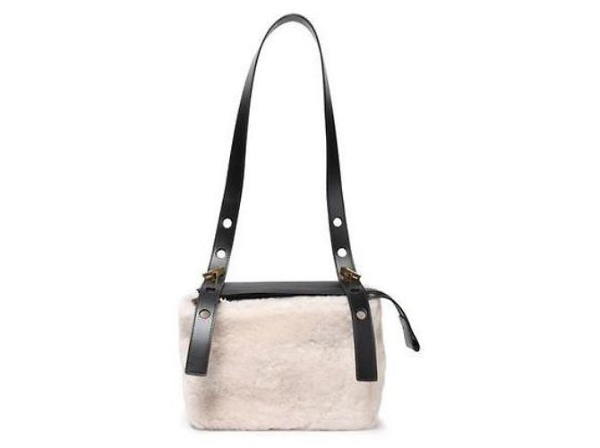 Sophie Hulme Bolsa de couro e lã de lã Preto Gold hardware