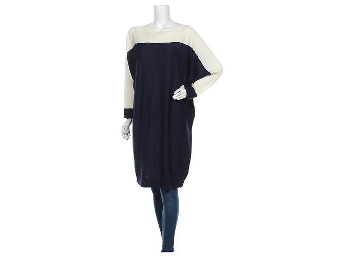 Ralph Lauren Kleid Tunika Blau Weiß Seide
