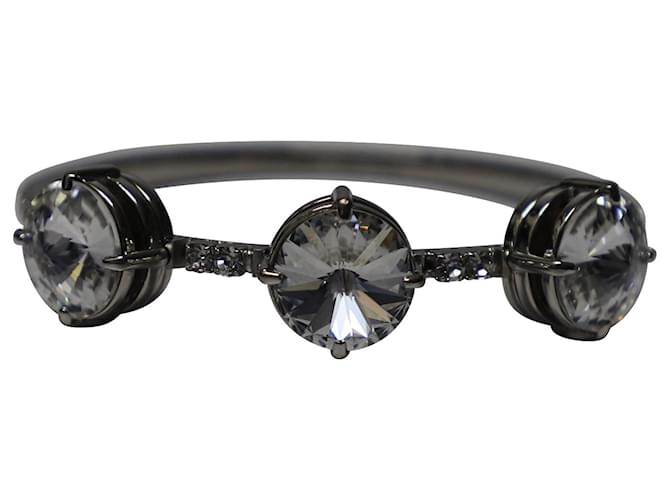 Bracciale rigido Miu Miu Crystal in metallo argentato Argento  ref.473249