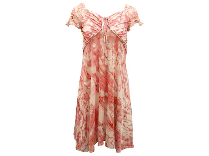 Just Cavalli Marble Print Midi Dress in Pink Viscose Cellulose fibre  ref.473255