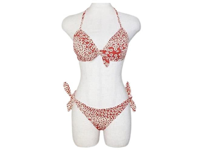 [Usato] CHANEL 03p p20859V12227 Costumi da bagno bikini 40 Installazione da donna Bianco Rosso Nylon  ref.473279