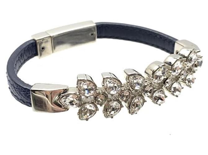 [Used] PRADA Prada Saffiano bracelet bangle rhinestone blue blue accessories jewelry ladies Metal  ref.473306