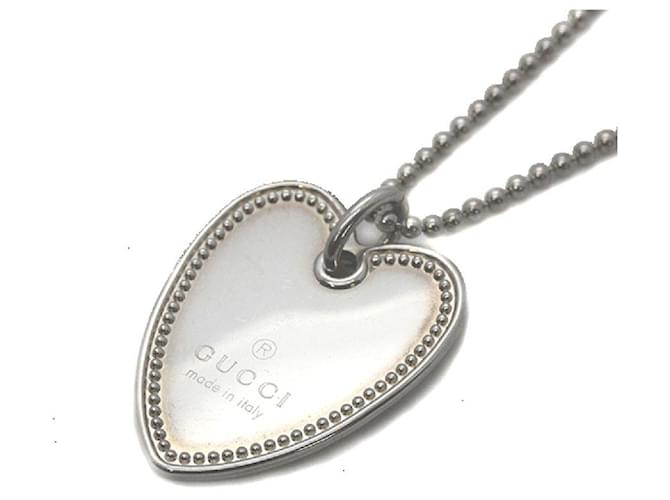 Gucci Trademark Sterling Silver Heart Necklace YBB223512002