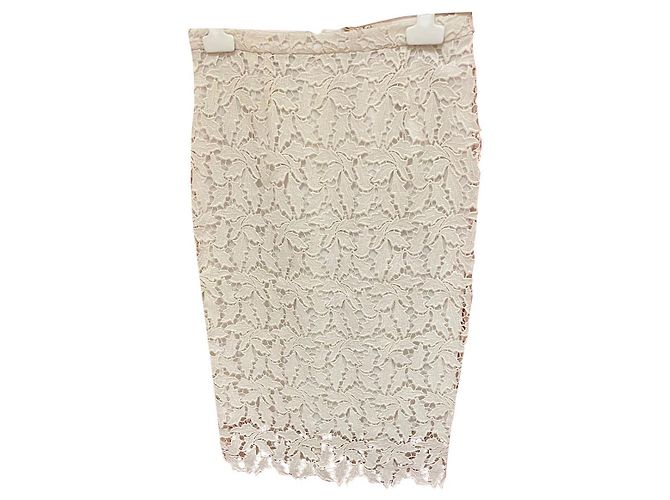 Falda lápiz bordada Ba&Sh crudo algodón Crema