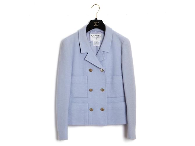 Chanel 98P SKYBLUE FR36 JACKET DRESS Coton Bleu clair  ref.474156