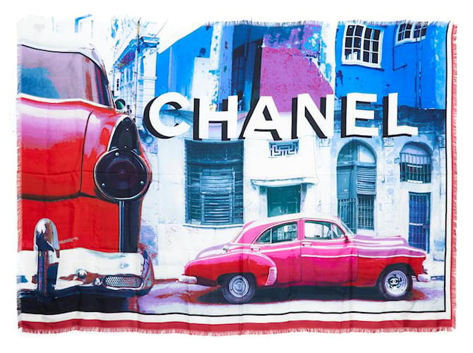 Chanel CUBA 17C SILK SCARF STOLE BOX Soie Multicolore  ref.474179
